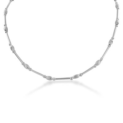 Sterling Silver Bar and Bead Stations Necklace - 17