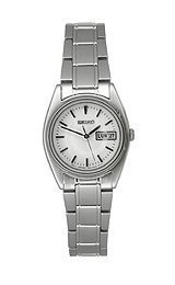 Seiko Stainless Steel Bracelet White Dial Women's watch #SXA129P1