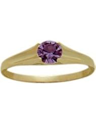 14 Karat Yellow Gold Genuine 0.24tcw. Amethyst February Baby Gemstone Ring