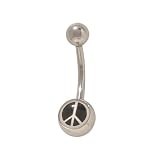 Peace Sign Belly Ring Surgical Steel