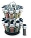 Spice Rack, Revolving Flower, Holds 20, Chrome/Black Flip-Top Lid, Filled