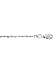 14K 18" White Gold 1.5mm Polish Diamond Cut Light Rope Chain With Lobster Clasp