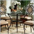 48 Beveled Edge Powell Furniture Basil Glass Top Casual Dining Table in Antique Brown Finish