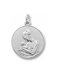 Rembrandt Charms, Mom & Baby Charm in Solid Sterling Silver or Gold, Engravable