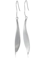 Sterling Silver Elongated Polished Wave French Wire Earrings