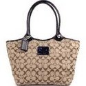 Coach Signature Bleecker Book Shopper Bag Purse Tote 14385 Khaki Black