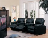 3 Seater Theater Seating Sectional Sofa / Chair with Black Leather