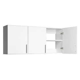 Elite 54 Inch Wall Cabinet with 3 Doors in White Finish by Prepac