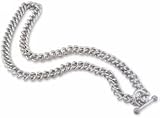 20 Inch Heavy Link Toggle Men's Necklace with 2 Round Cut Diamonds by Hot Diamonds Sterling Silver