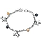 Child's Bow and Pearl Charm Bracelet in Sterling Silver - 5.5" SS BABY JEWELRY