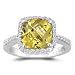 0.33 Cts Diamond & 1.75 Cts Yellow Beryl Ring in 14K White Gold-3.0