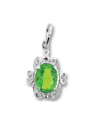 Rembrandt Charms, August Birthstone Charm, Synthetic Peridot in Solid Sterling Silver or Gold