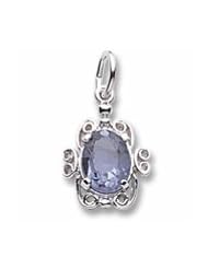 Rembrandt Charms, December Birthstone Charm, Synthetic Blue Topaz in Solid Sterling Silver or Gold