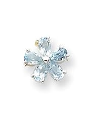 Sterling Silver Flower Blue Topaz Earrings QE1248"