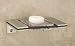 Satin Nickel & Chocolate Brown Leather 8-21/32" Inch Soap Holder