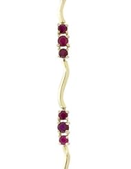14k Gold Tennis Bracelet with Genuine Round Rubies & Diamonds