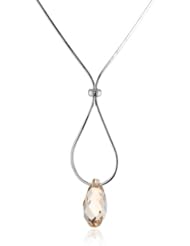 Italian Sterling Silver Swarovski Crystal Drop Loop Pendant Necklace, 18"