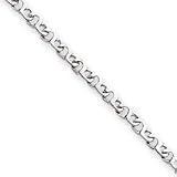 14k White Gold Solid Polished Figure-8 Link Anklet - 10 Inch