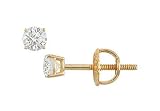 14K Yellow Gold : Round Diamond Stud Earrings 0.10 CT. TW.