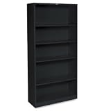 5 Shelf Metal Bookcase, 34-1/2'Wx12-5/8'Dx71', Black