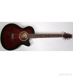 Ashton SL29CEQWRS Schlanker K&ouml;rper Elektro Akustik Gitarre mit eingebauten Tuner rotwein