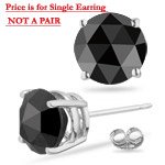 1/9 Cts Black Diamond Mens Stud Earring in 14K White Gold