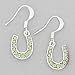 Rhinestone Lucky Horseshoe Earrings, Light Green