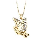 14kt. Yellow Gold, Diamond Cut Dove Pendant