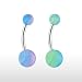 316L Surgical Stainless Steel Belly Ring with 2-tone Glow in the Dark Ball - 14G - 7/16" Bar Length - Blue/Green - Sold Individually