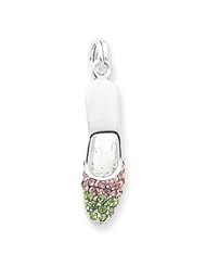 Sterling Silver Pink & Green CZ High Heel Shoe Charm QC4670"
