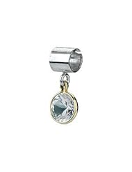 06.00 Mm Kera Bead With Birthstone Dangle Sterling Silver & 14K Yellow 06.00 Mm April 24762
