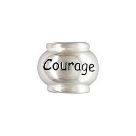 Courage Sterling Silver Message Bead for European Charm Bracelet