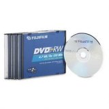 DVD RW Discs with Jewel Case, 4.7GB, Single Sided, 5/Pack, Silver (FUJ25322005)