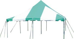 Party Tent 30 X 30 Pole Tent Green and White Heavy Duty Vinyl