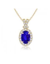 0.52 ct Oval Tanzanite and Diamond Vintage Pendant Necklace