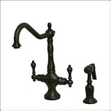 Kingston Brass Heritage KS1775ALBS Spread Kitchen Faucet with Brass Sprayer Oil rubbed bronze