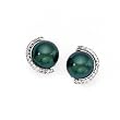 14k White Gold, Diamond & Tahitian Black Pearl Post Earrings (0.43ctw)