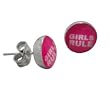 Girls Rule Logo Earrings - 6mm - Sold as a Pair
