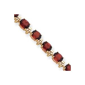 14k Garnet Bracelet - 7 Inch - 7mm - Box Clasp by