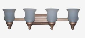 Whitfield Lighting VL322-4AWBCP Hala - Four Light Bath Bar, Burnt Copper Finish with Acid Wash Glass