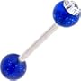 Single Gem Dark Blue Glitter Barbell Tongue Ring