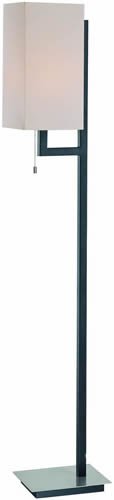 Lite Source Coquet 1 Light Floor Lamp, Black/White Fabric Shade