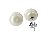 7 MM Round White Fresh Water Cultured Pearl Ball Stud Earrings Sterling Silver Back Post Finding