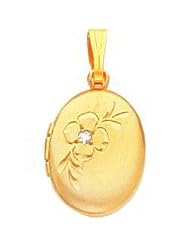Gold Plated 0.01 ct Diamond Oval Locket 18"