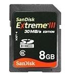 SanDisk Extreme III  30MB/s Edition High Performance Card - Flash memory card - 8 GB - Class 6 - SDHC