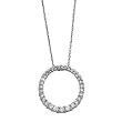 14k White Gold Link Chain with Diamond Journey Circle Pendant Necklace - 18" (0.50ctw)