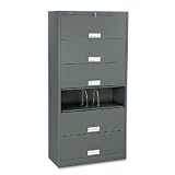 600 Series 6-Shelf File with Receding Doors, Legal Size, Charcoal