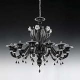 Eurofase Lighting 16053-014 Black and Clear Hand Blown Glass Doge Contemporary / Modern Twelve Light Up Lighting Chandelier from the Doge Collection