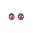 Red and Black Enamel Ladybug Post Earrings
