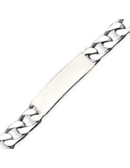 Sterling Silver 8.5 Inch Engraveable Antiqued Figaro Link ID Bracelet - 8.5 Inch